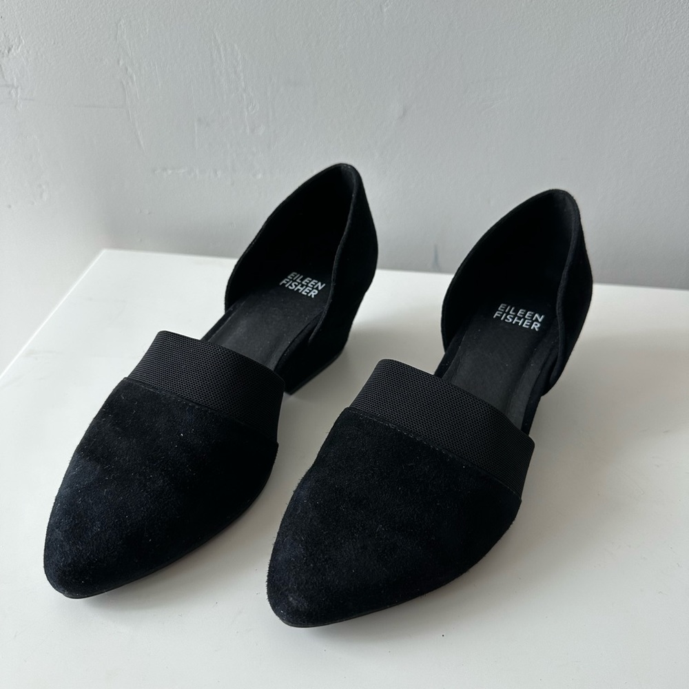 Eileen Fisher is wedge D’orsay Black Size 5.5 Suede